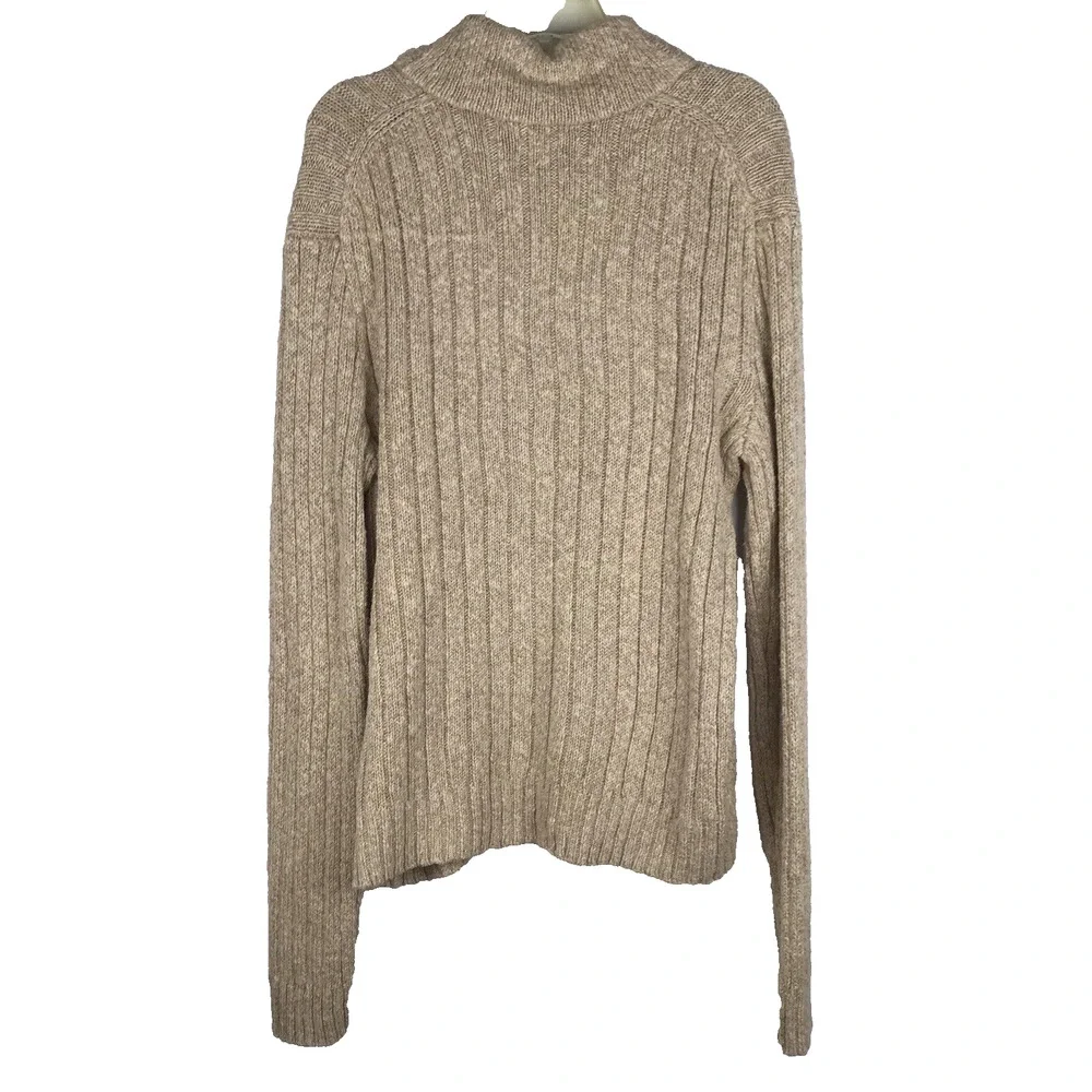 Polo Ralph Lauren Pullover Sweater Cowl Neck Beige Linen Cotton Blend Knit XL